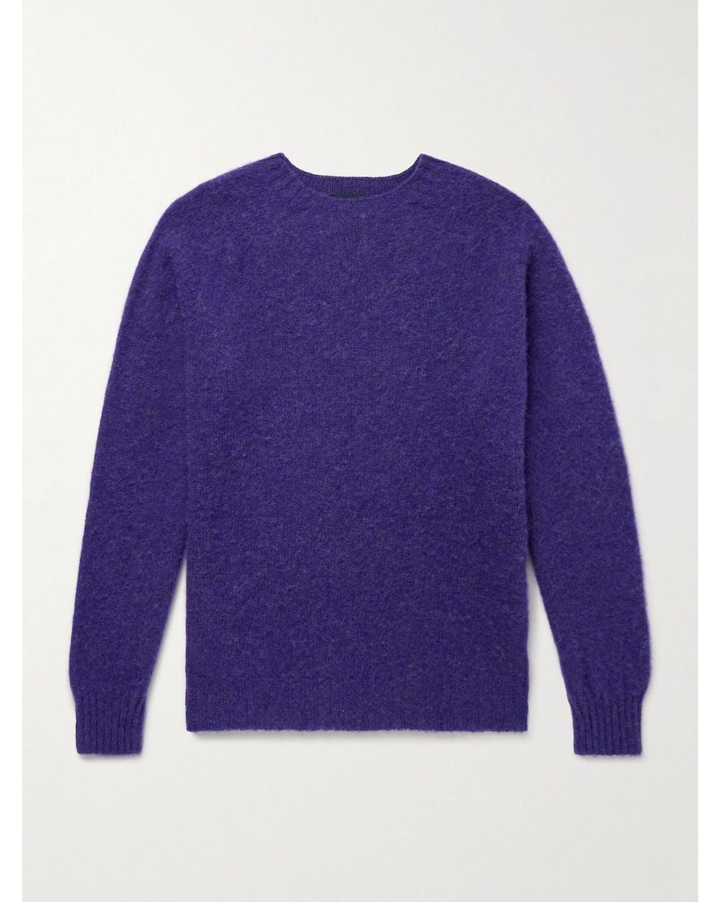 Drake's Blue Brushed-Wool Sweater for men