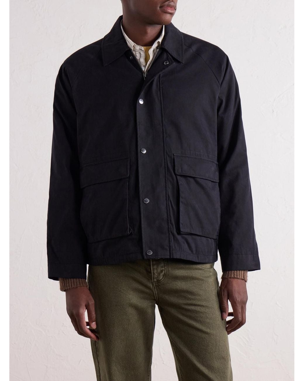 Corridor NYC Blue Waxed Cotton-Blend Canvas Jacket for men
