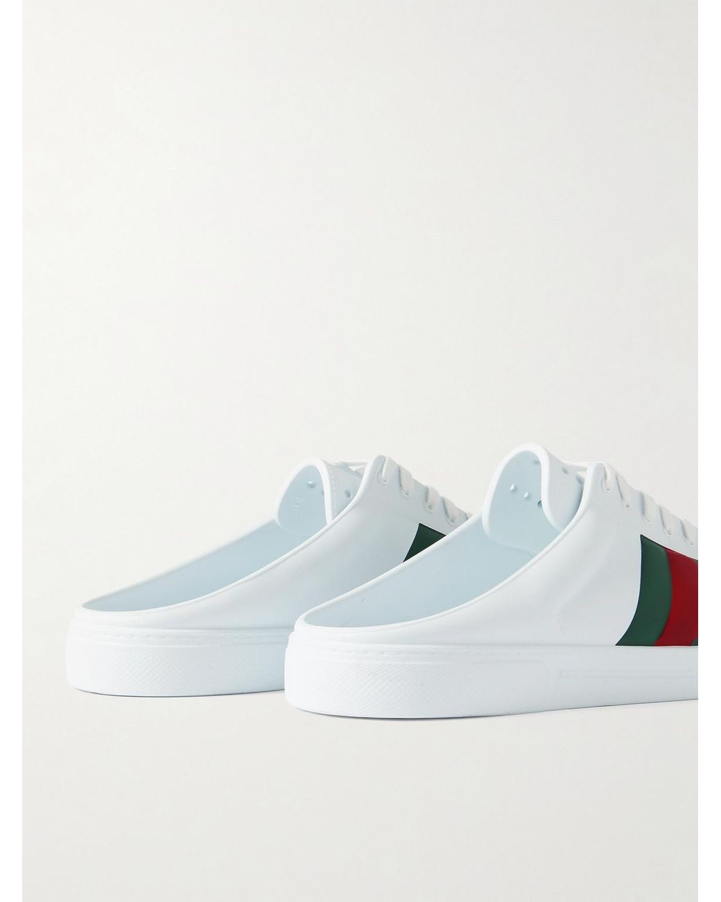 Gucci Ace Perforated Striped Rubber Slip-On Sneakers in White for Men |  Lyst UK