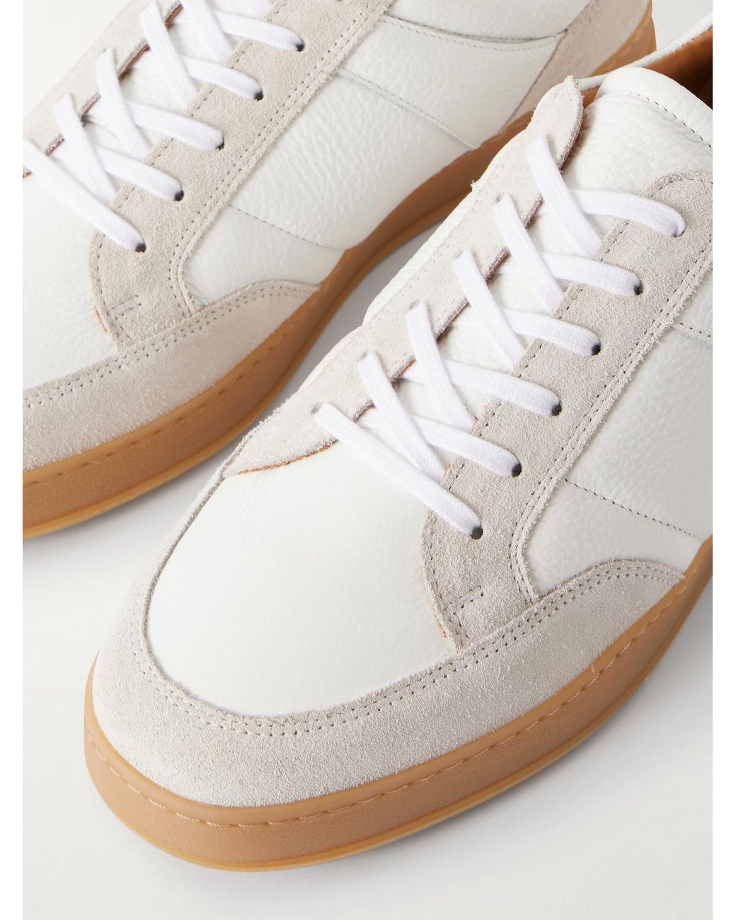 Mr P. White Colour-Block Suede And Leather Sneakers for men