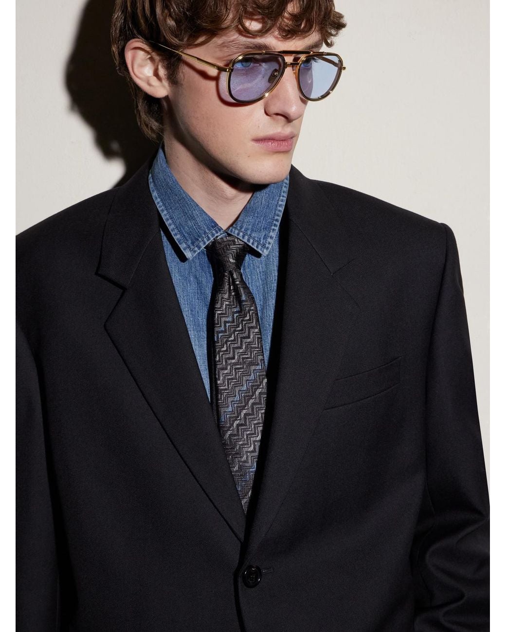 Jacques Marie Mage Blue Commander Aviator-style Gold-tone Sunglasses for men