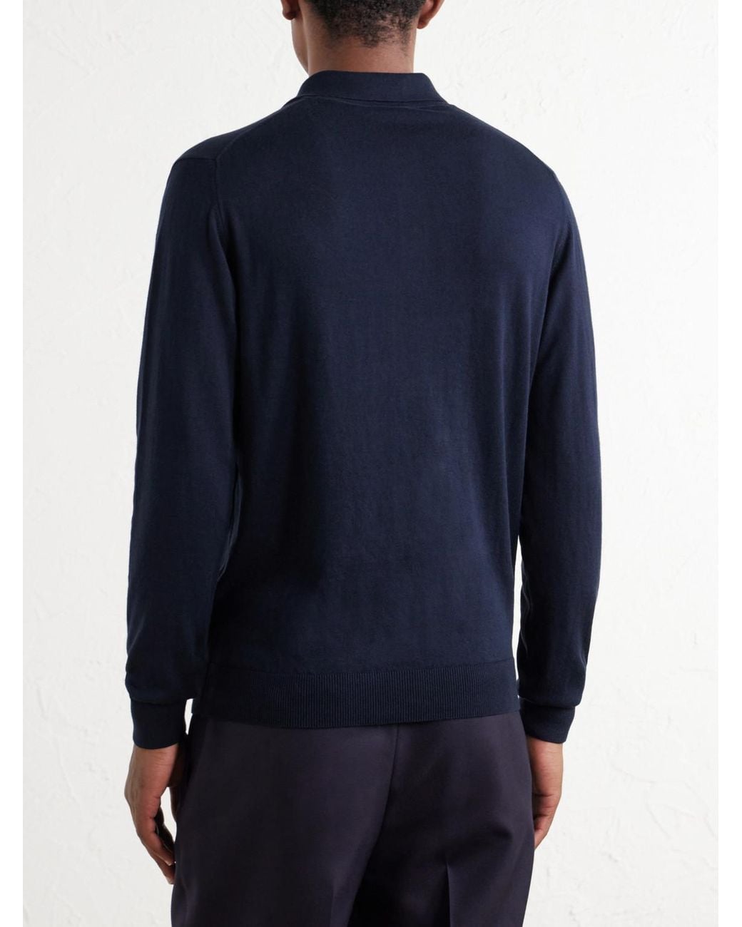 De Petrillo Blue Cotton And Cashmere-Blend Polo Shirt for men