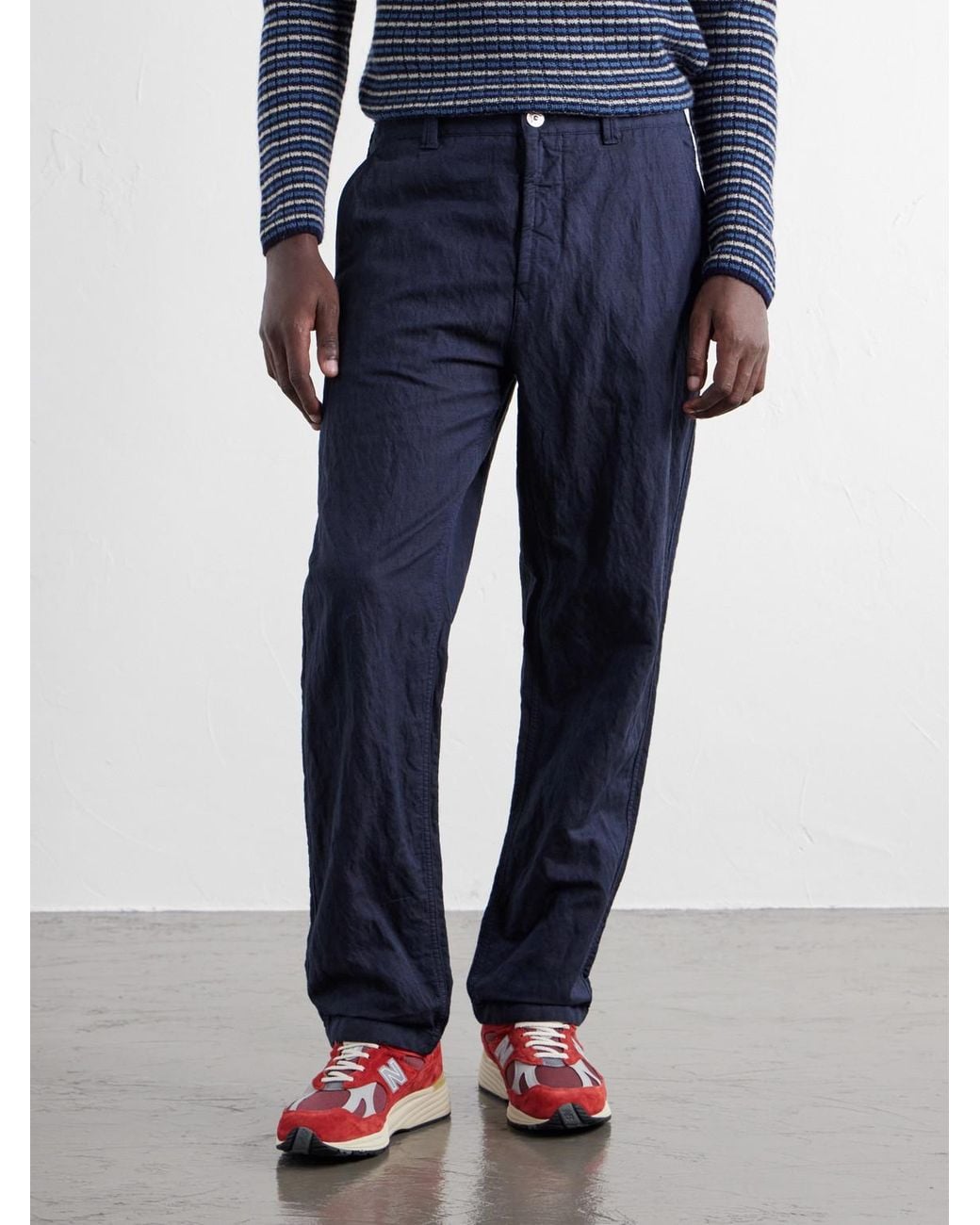Stone Island Blue Straight-Leg Diagonal Cotton Wool-Tc Twill Trousers for men