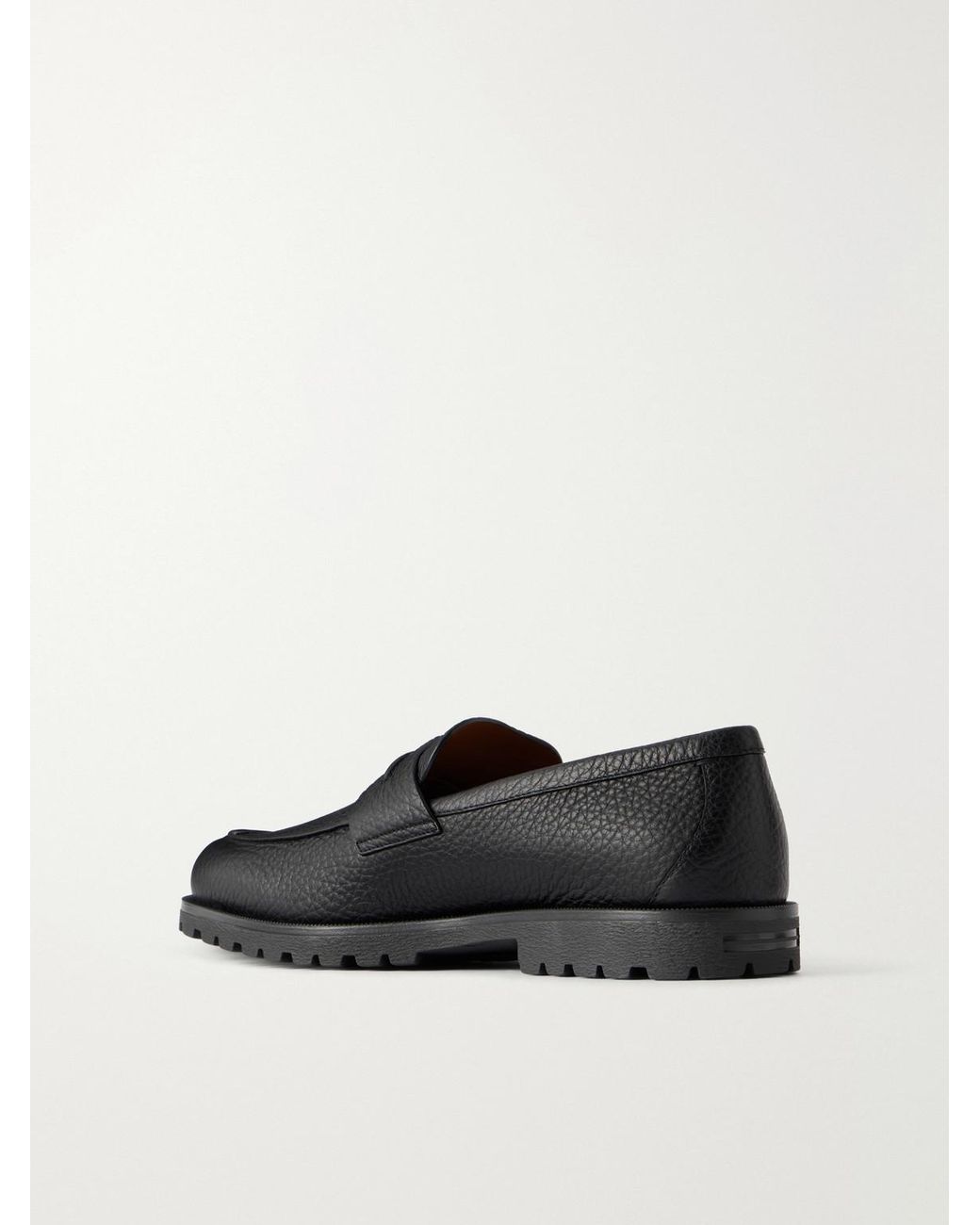Zegna Black Full-Grain Leather Loafers for men