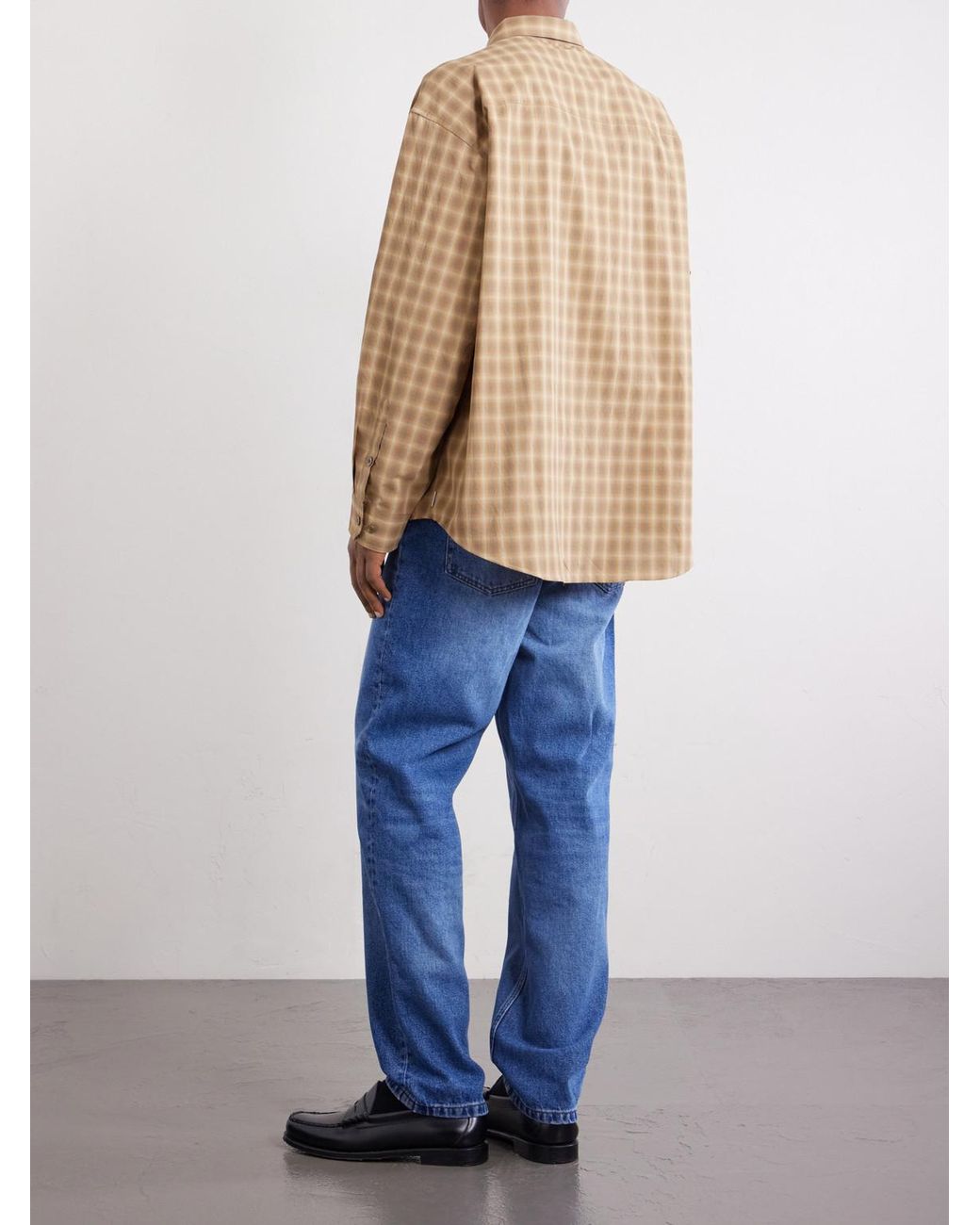 (w)taps Natural Logo-appliquéd Checked Woven Shirt for men