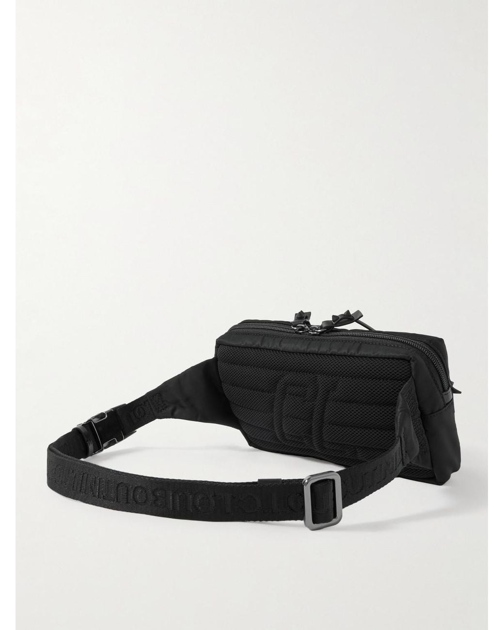 Christian Louboutin Black Loubideal Studded Rubber-Trimmed Shell And Mesh Belt Bag for men