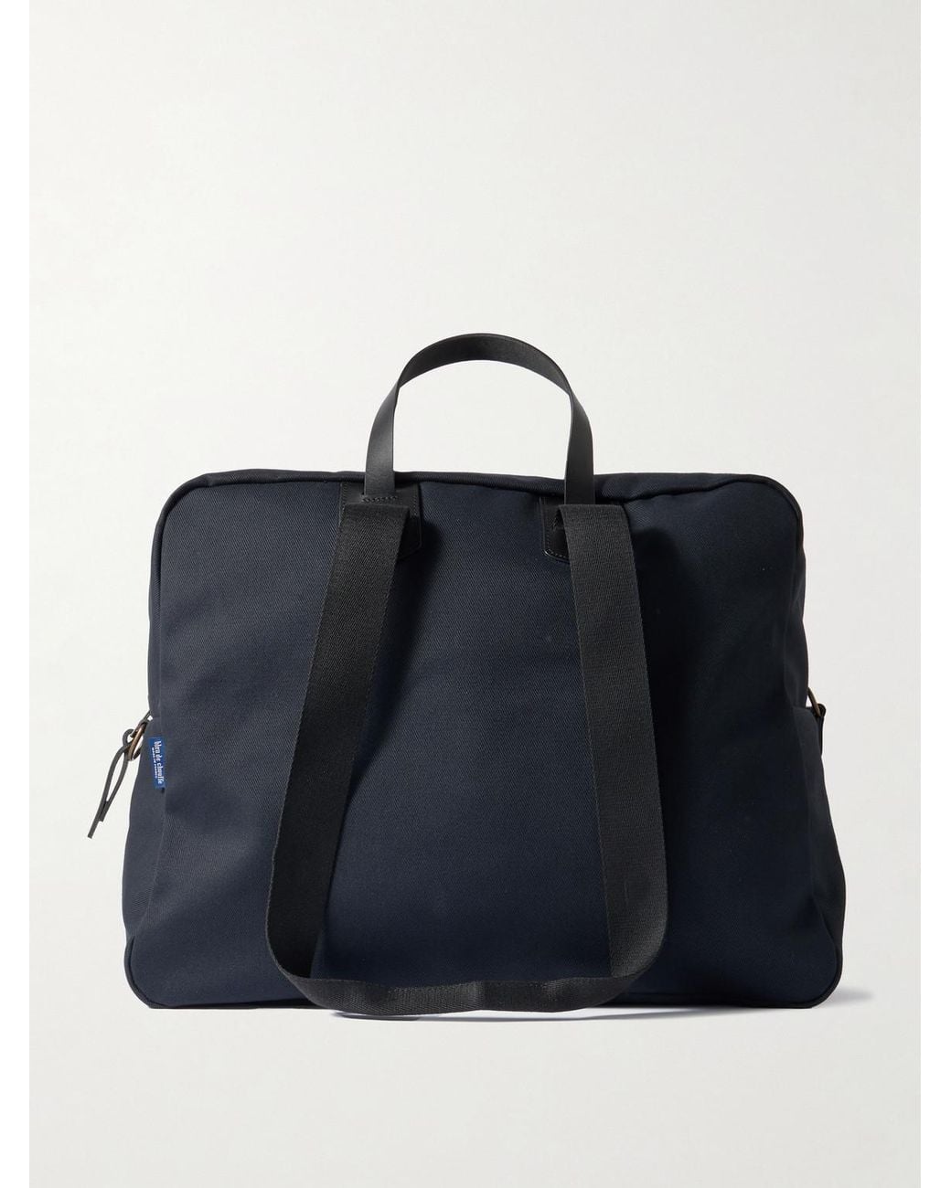 Bleu De Chauffe Blue Sac Voyage Leather-Trimmed Waxed Cotton-Canvas Weekend Bag for men