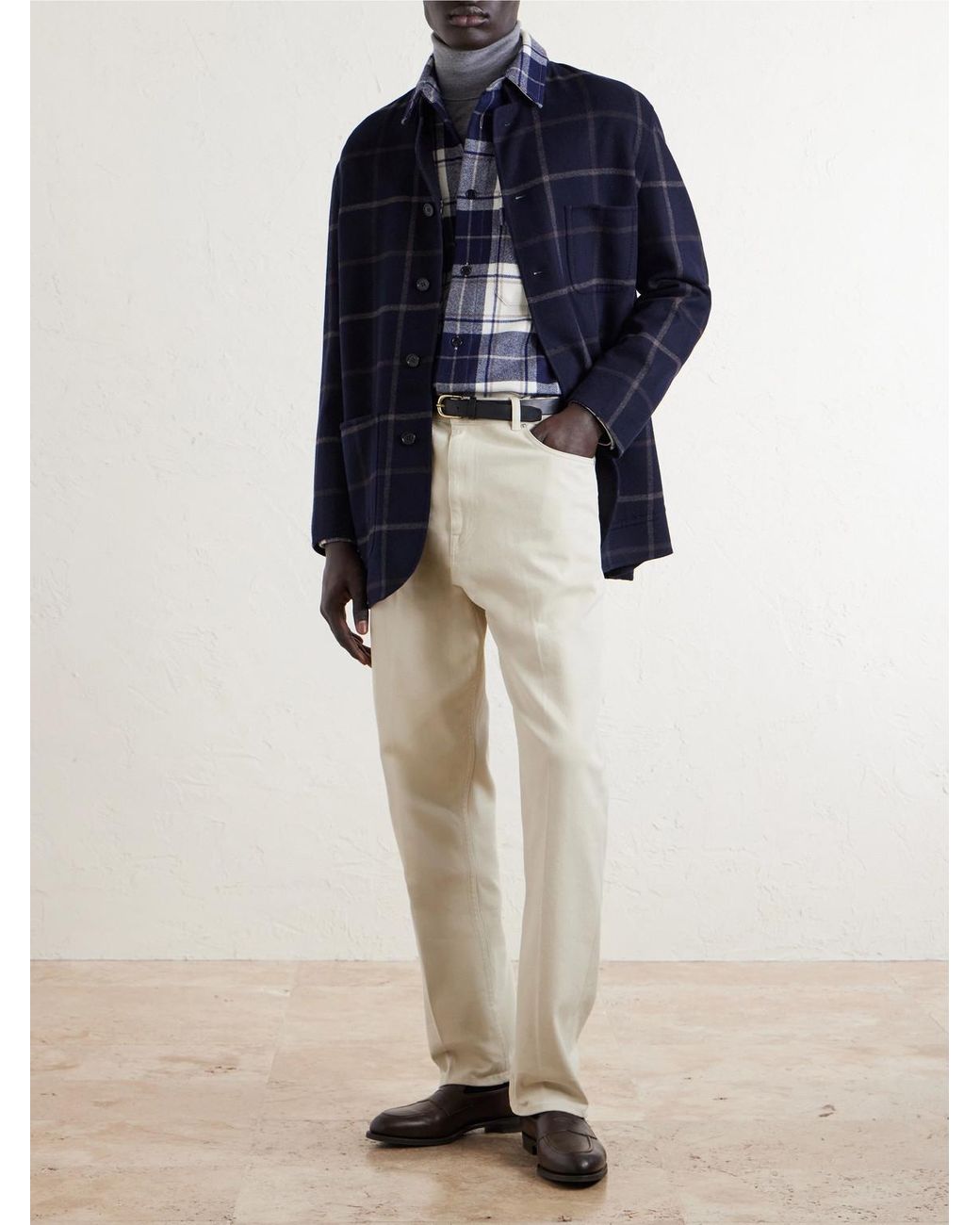 Dunhill Blue Checked Cashmere Overshirt for men