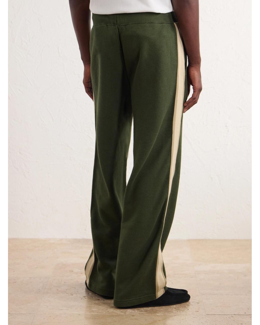 Aimé Leon Dore Green Straight-Leg Striped Cotton Sweatpants for men