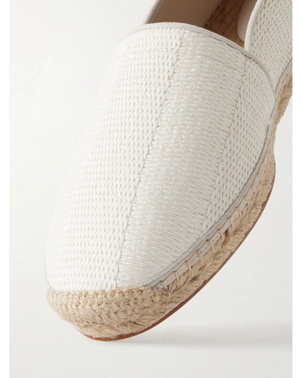 Brunello Cucinelli Natural Leather-Trimmed Woven Raffia Espadrilles for men