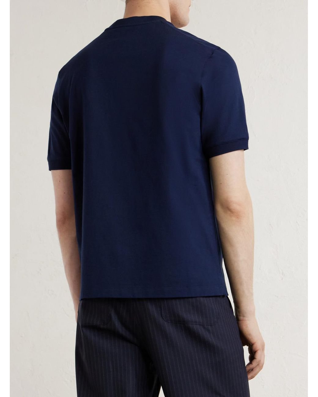 Canali Blue Cotton-Jersey T-Shirt for men