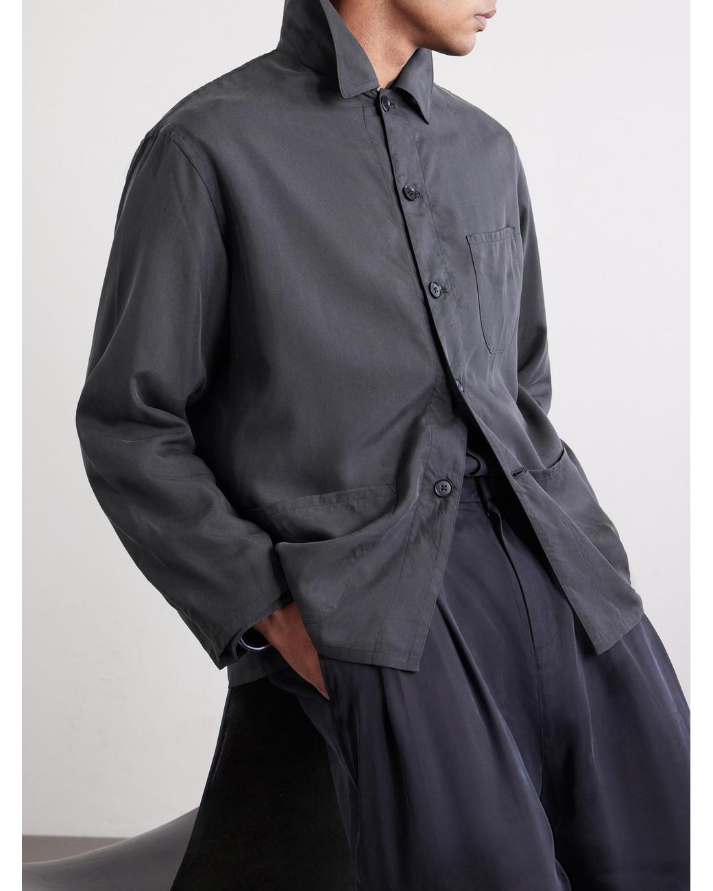 Kaptain Sunshine Blue Silk-gabardine Blouson Jacket for men