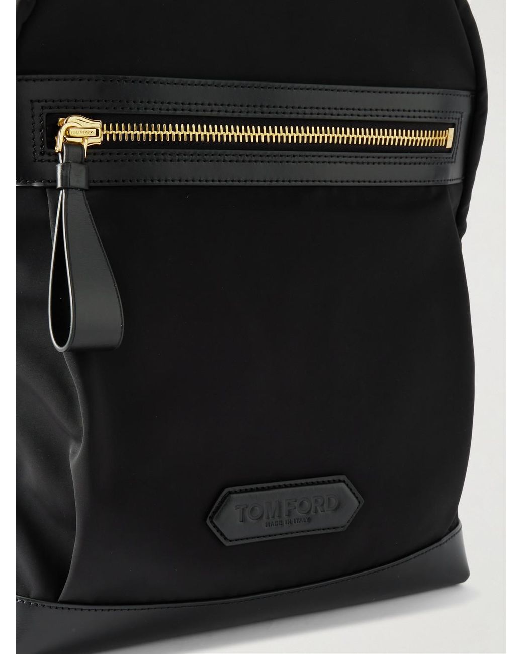 Tom Ford Black Leather-Trimmed Shell Backpack for men