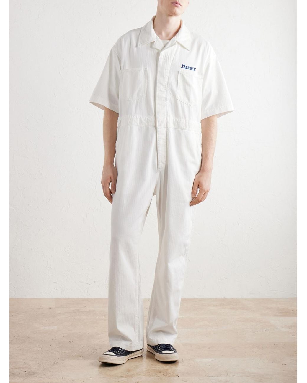 Visvim White Embroidered Denim Jumpsuit for men