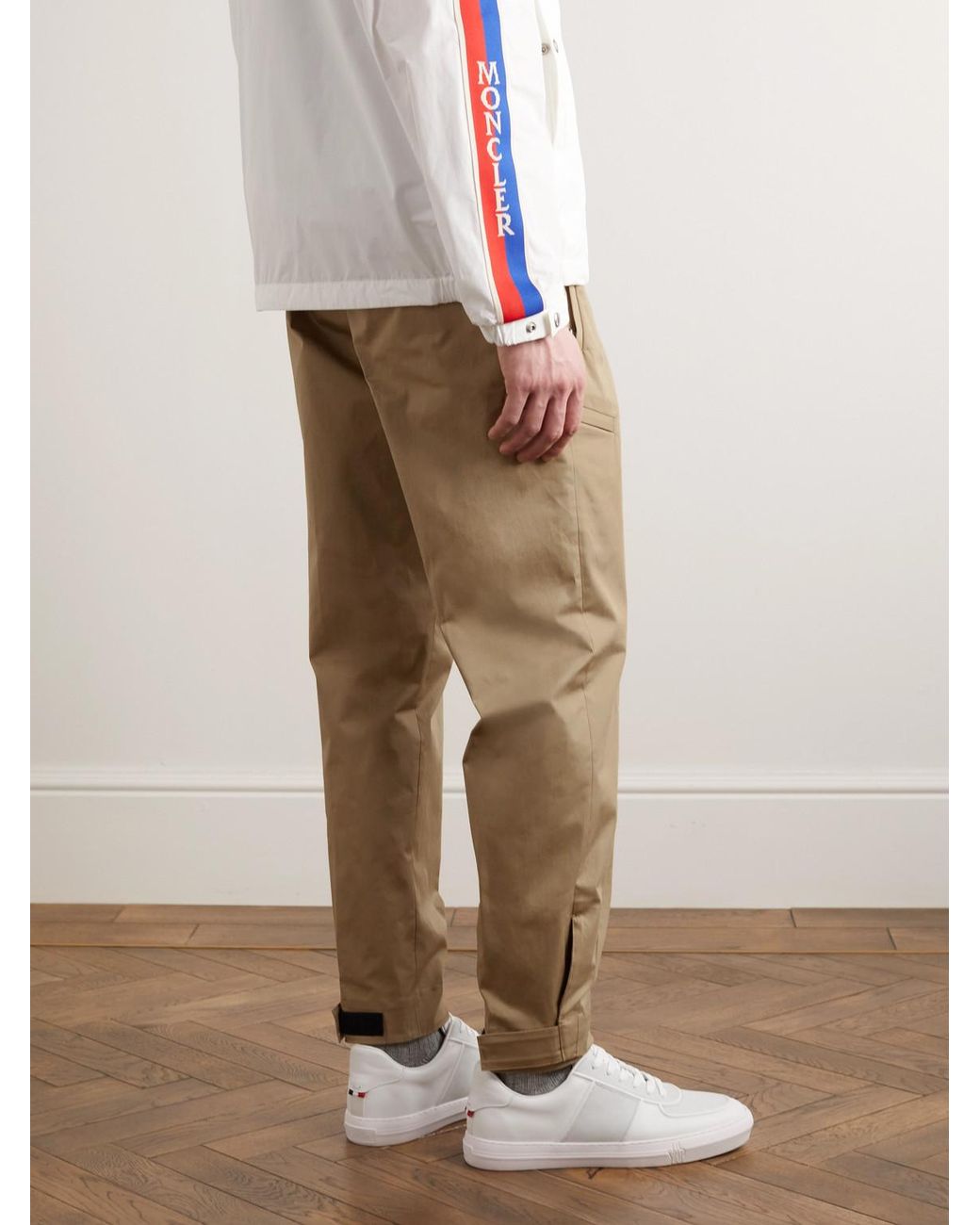 Moncler Natural Tapered Cotton-Blend Gabardine Trousers for men