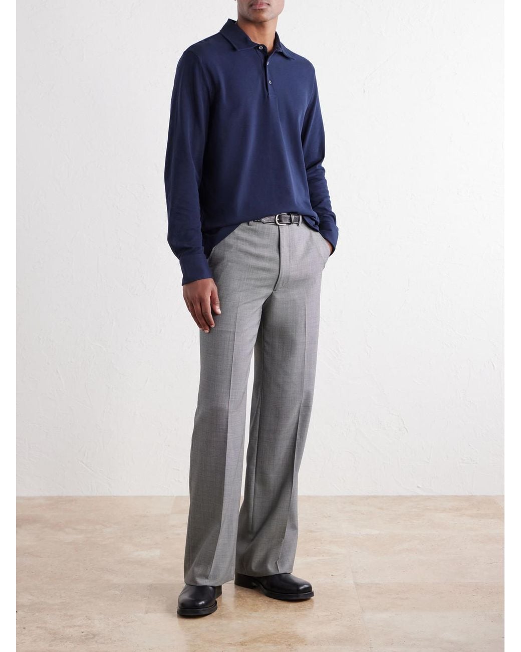 Mr P. Blue Cotton-Piqué Polo Shirt for men