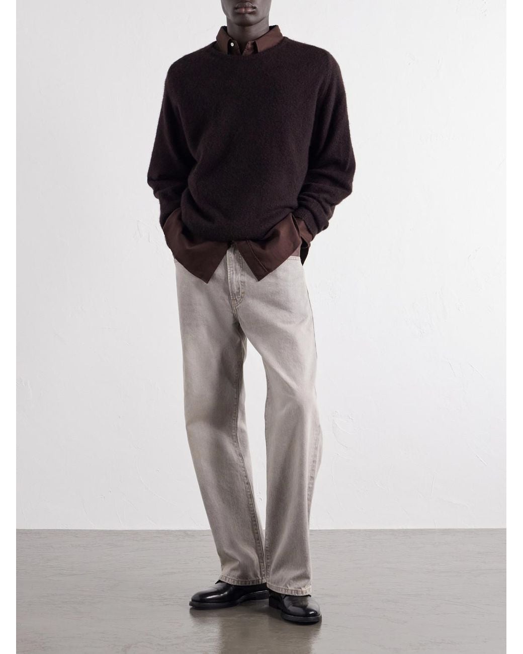 A.PRESSE Blue Brushed Cashmere Sweater for men