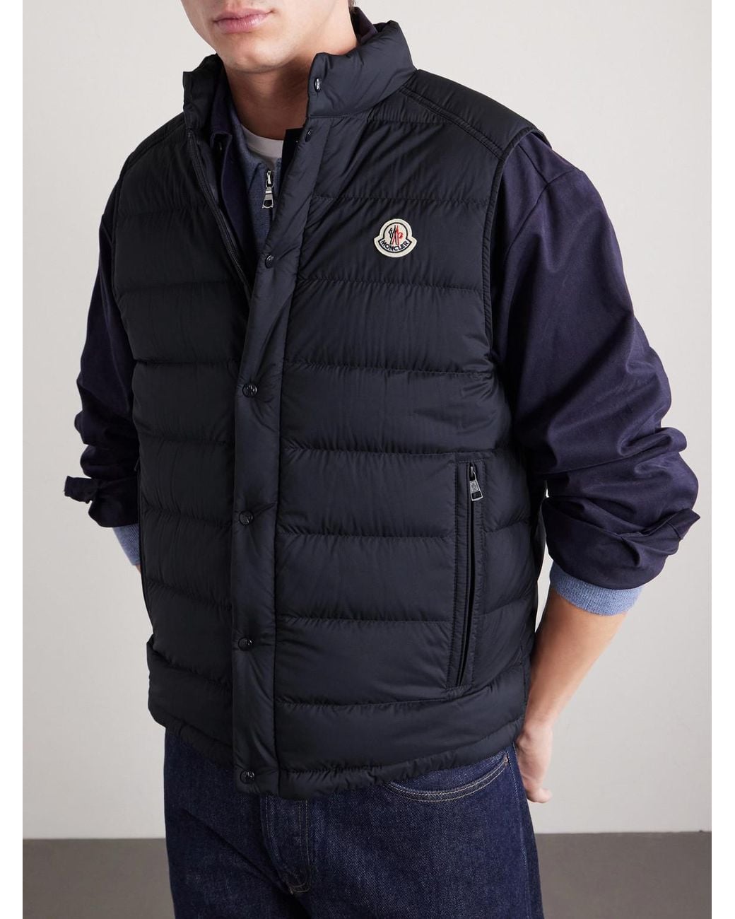 Moncler Blue Barthe Logo-Appliquéd Quilted Nylon Down Gilet for men