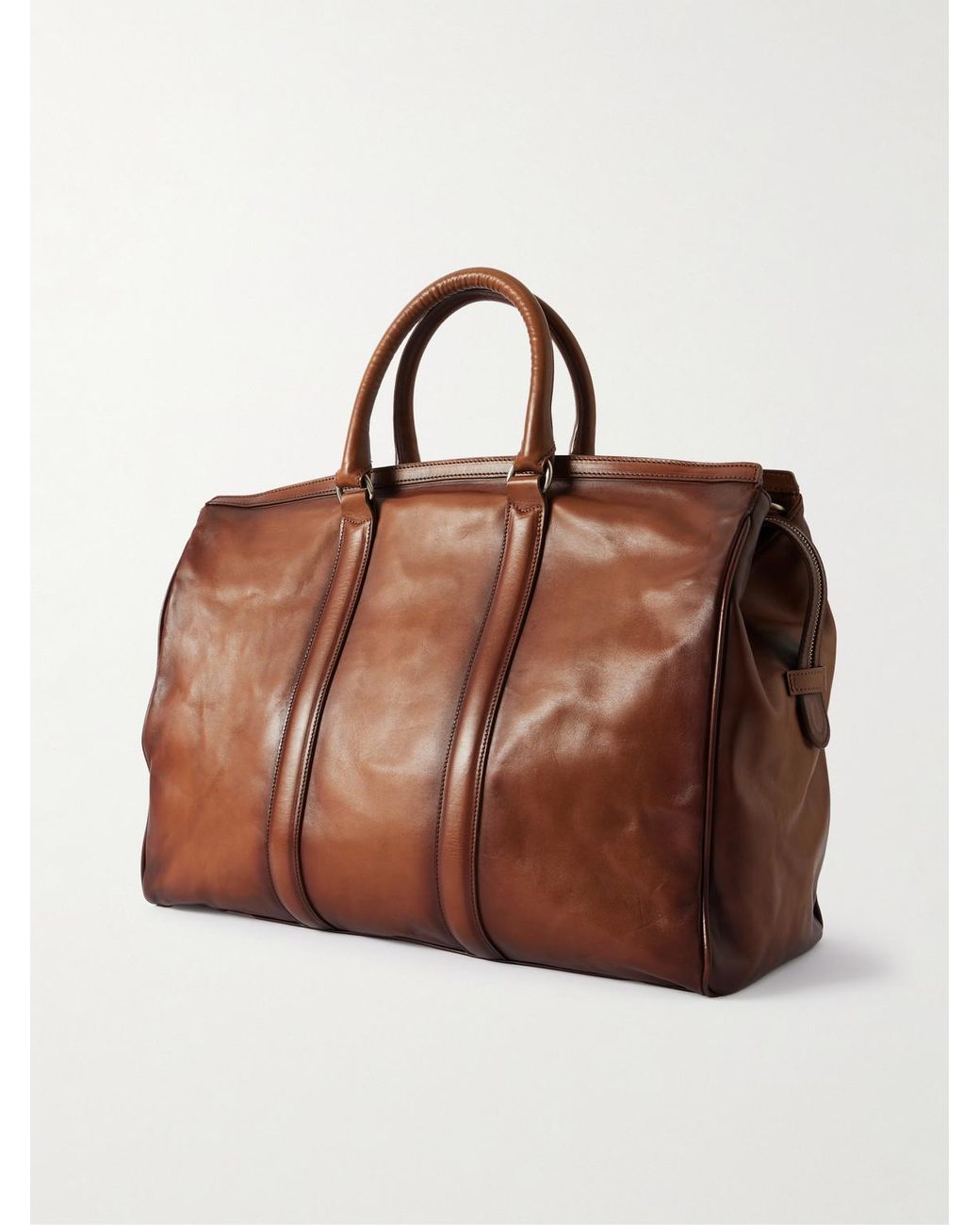 Officine Creative Brown Quentin 009 Leather Weekend Bag for men