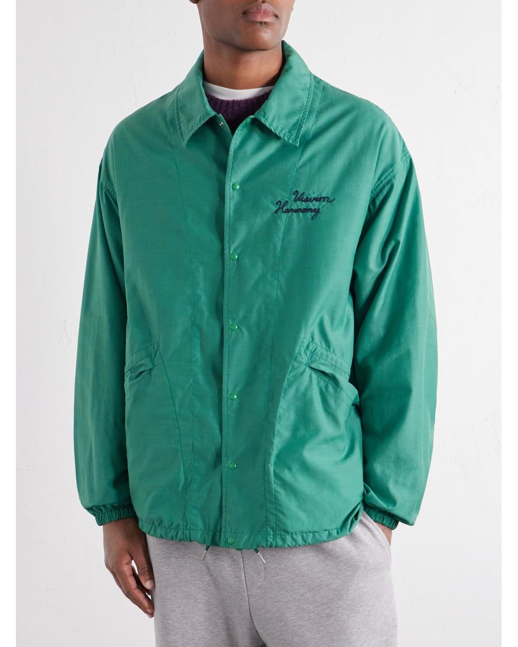 Visvim Green Windfall Embroidered Wool-Blend Jacket for men