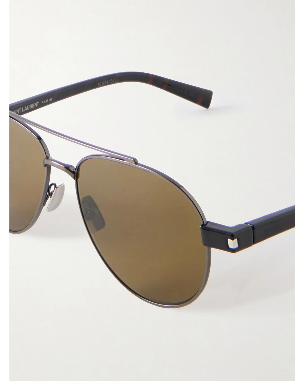 Saint Laurent Natural Double-Bridge Aviator-Style Metal Sunglasses for men