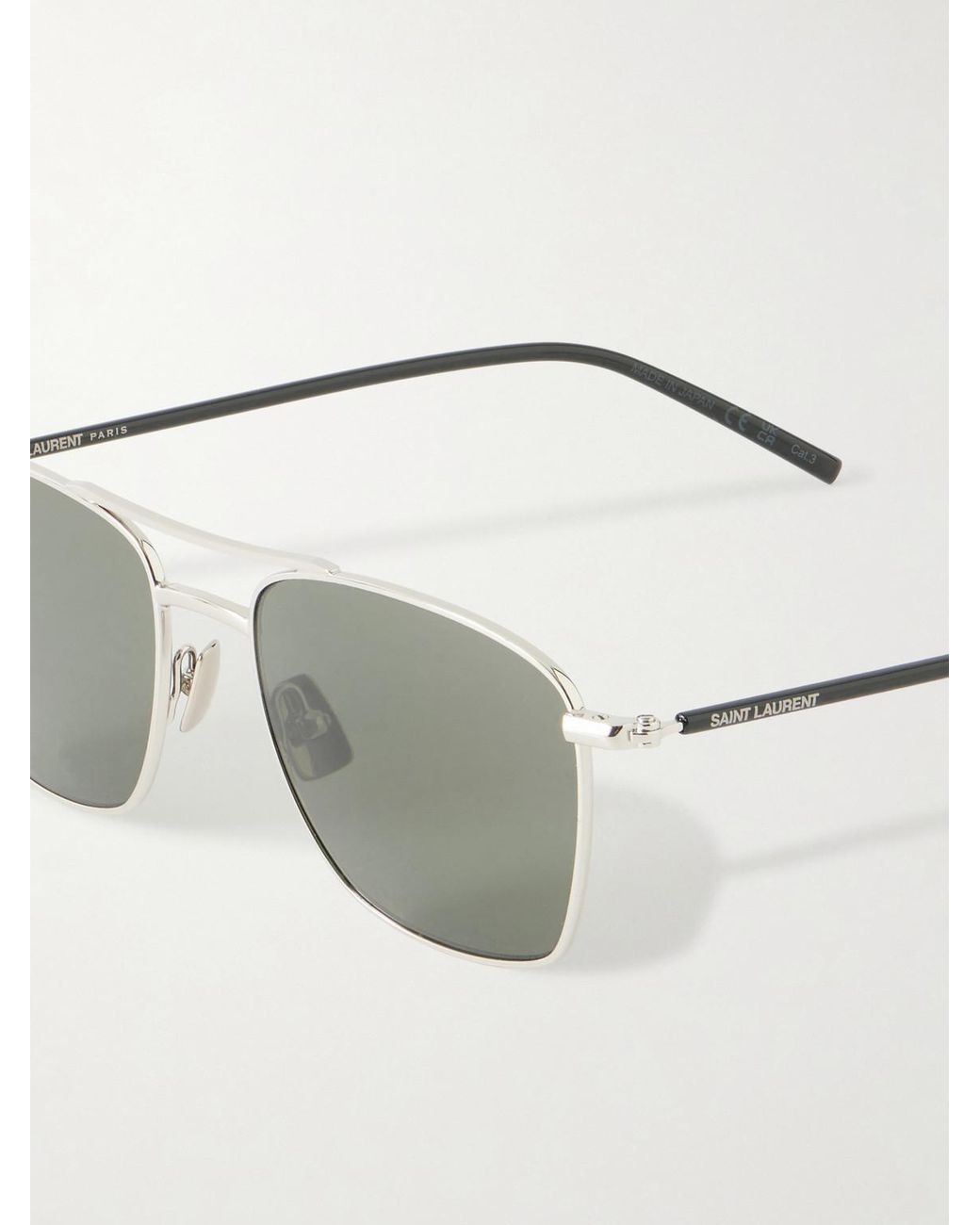 Saint Laurent Metallic Aviator-style Silver-tone Sunglasses for men