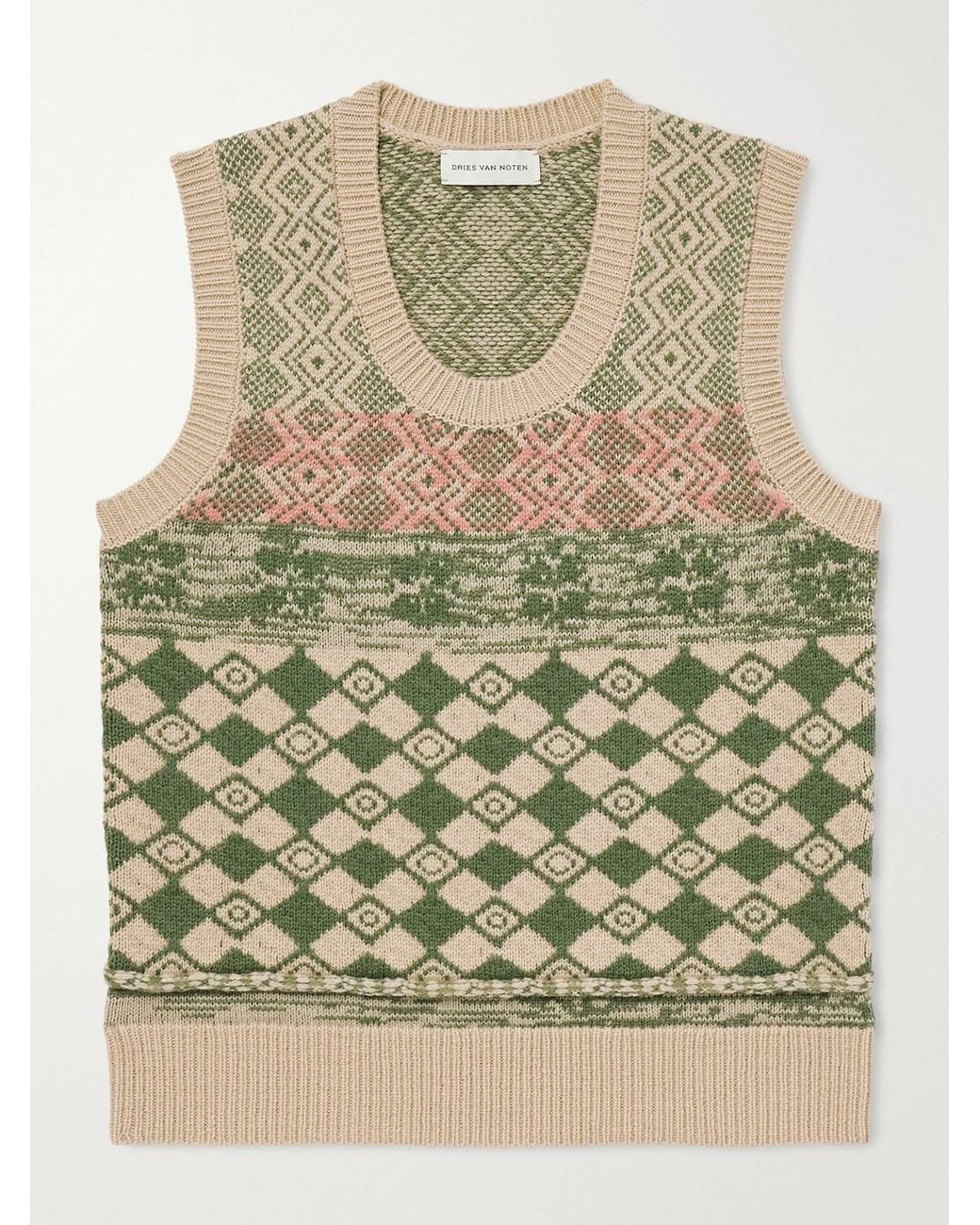 Dries Van Noten Green Mahoba Wool-jacquard Sweater Vest for men