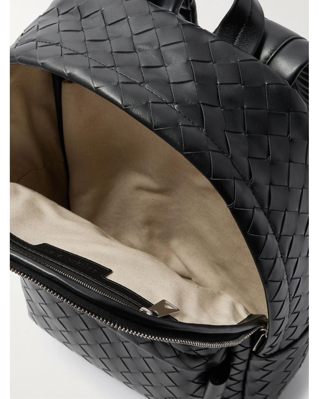 Bottega Veneta Black Intrecciato Leather Backpack for men