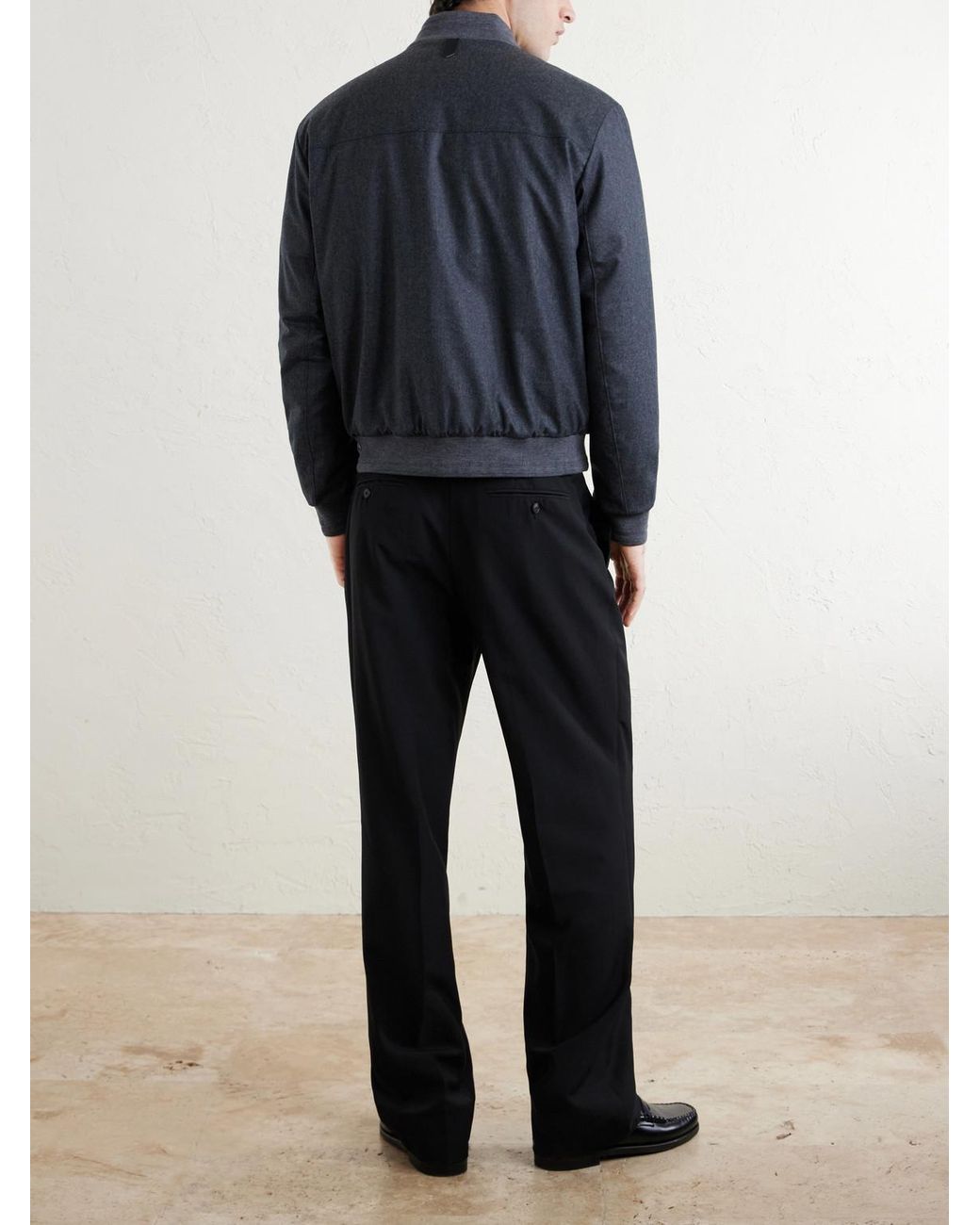 Canali Blue Wool Bomber Jacket for men