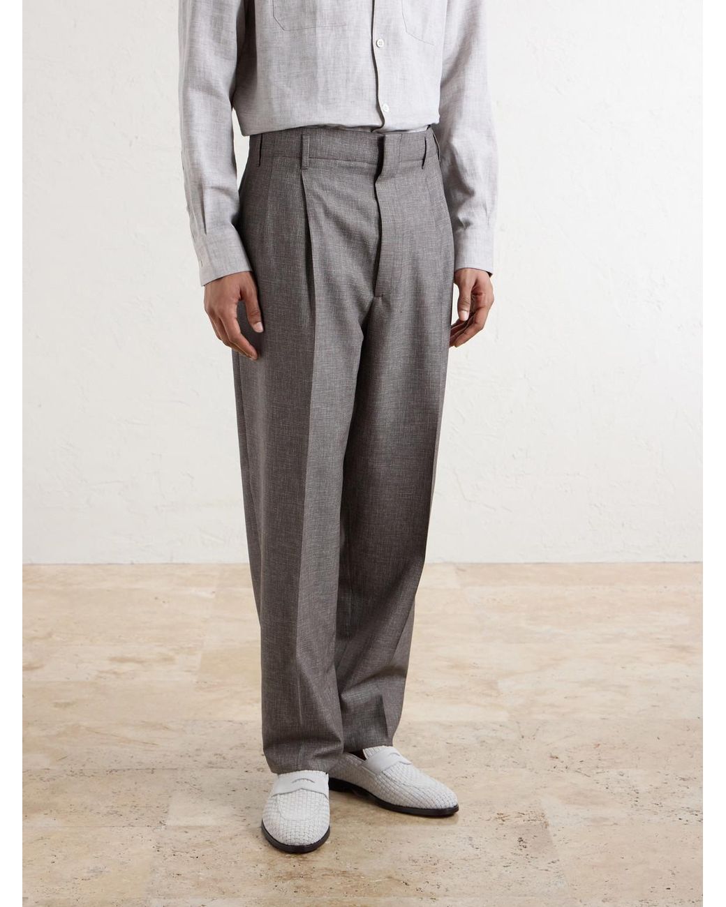 Brunello Cucinelli Gray Straight-Leg Pleated Wool Suit Trousers for men