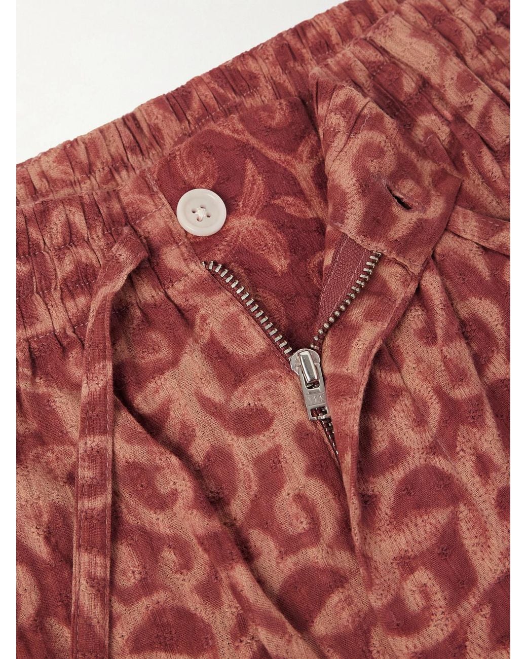 Kardo Red Milo Shibori Straight-Leg Printed Cotton Shorts for men