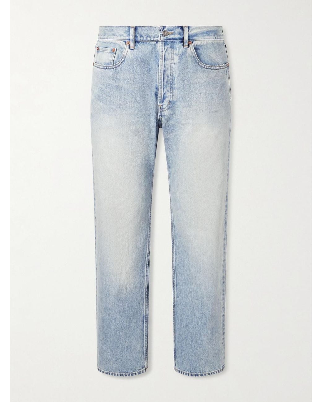 Saint Laurent Blue Straight-leg Distressed Jeans for men