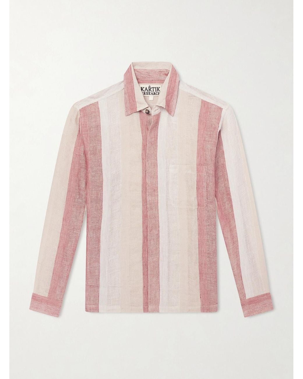 Kartik Research Pink Striped Linen-gauze Shirt for men
