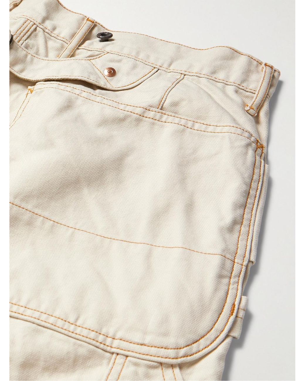 Kapital Natural Lumber Tapered Embroidered Cotton-Canvas Cargo Trousers for men