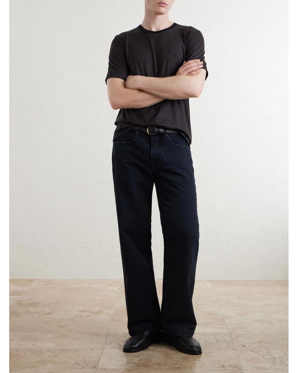 Massimo Alba Blue Oceano Straight-Leg Cotton Trousers for men