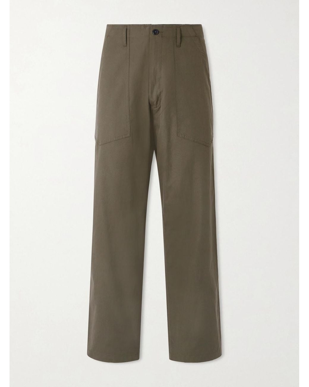 Monitaly Green Fatigue Wide-Leg Cotton Trousers for men