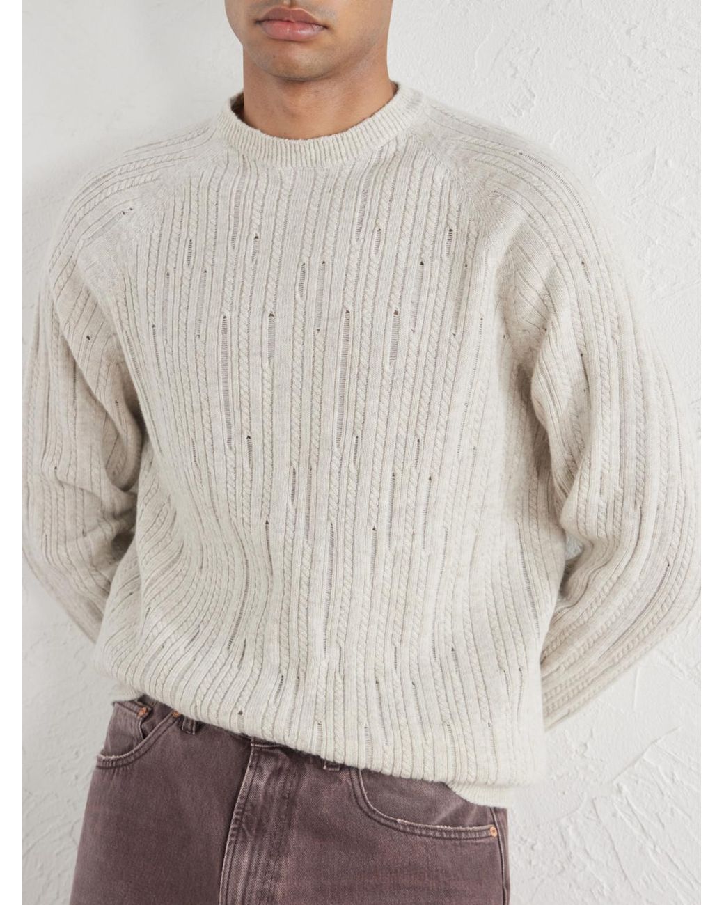 Inis Meáin Natural Stranded Sailor Merino Wool And Cashmere-Blend Sweater for men