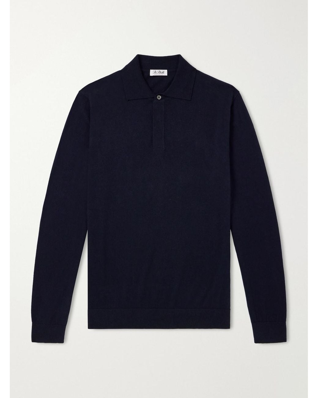 De Petrillo Blue Cotton And Cashmere-Blend Polo Shirt for men