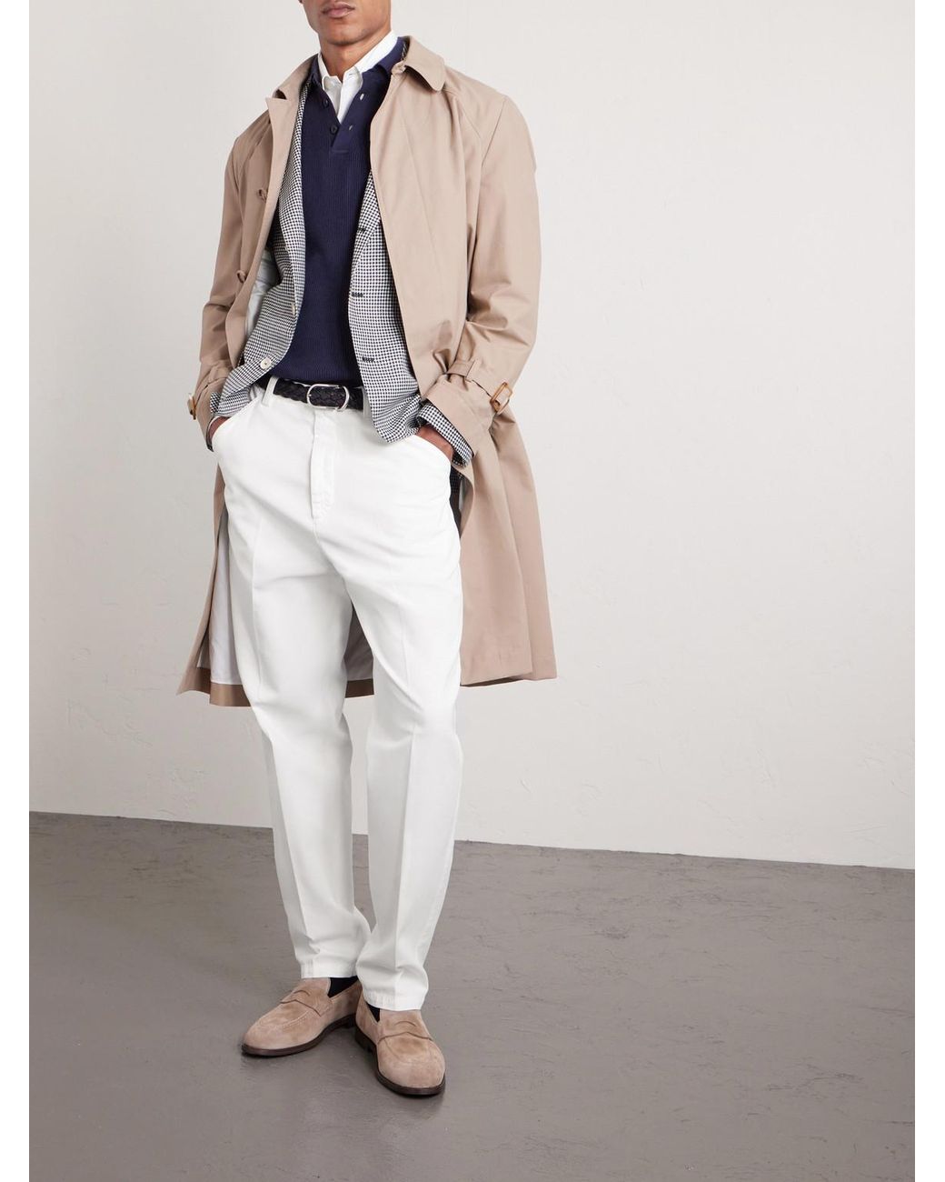 Brunello Cucinelli White Straight-Leg Cotton Chinos for men
