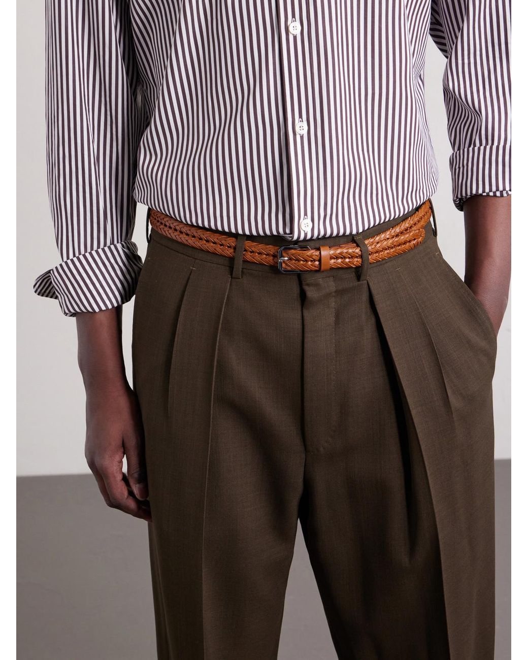 Tom Ford Brown 2Cm Woven Leather Belt for men