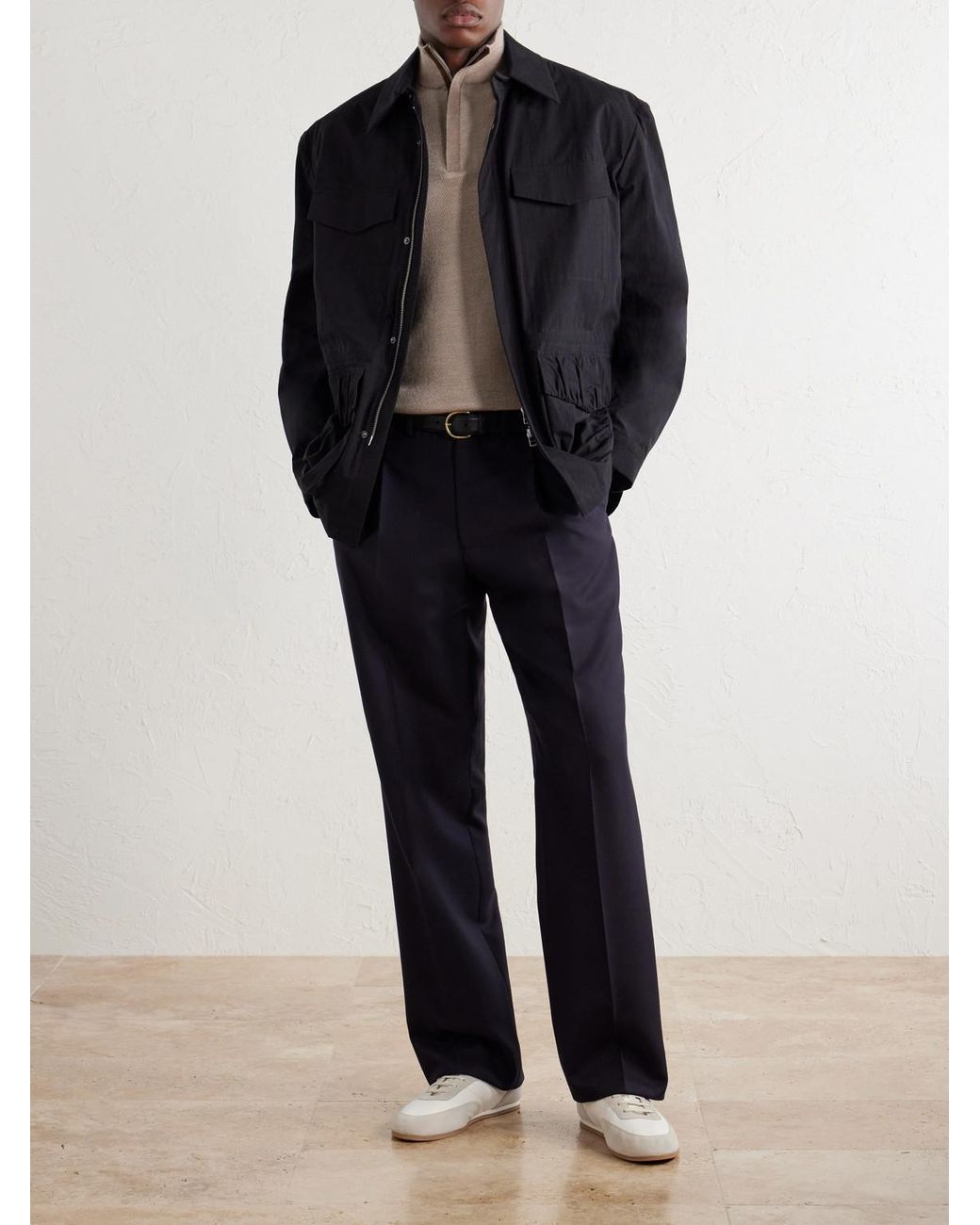N.Peal Cashmere Natural Regent Cashmere And Silk-Blend Half Zip-Up Sweater for men