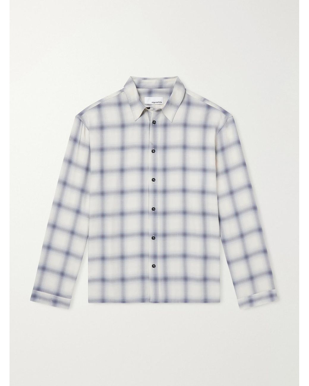 SAGE NATION Blue Strano Checked Twill Shirt for men