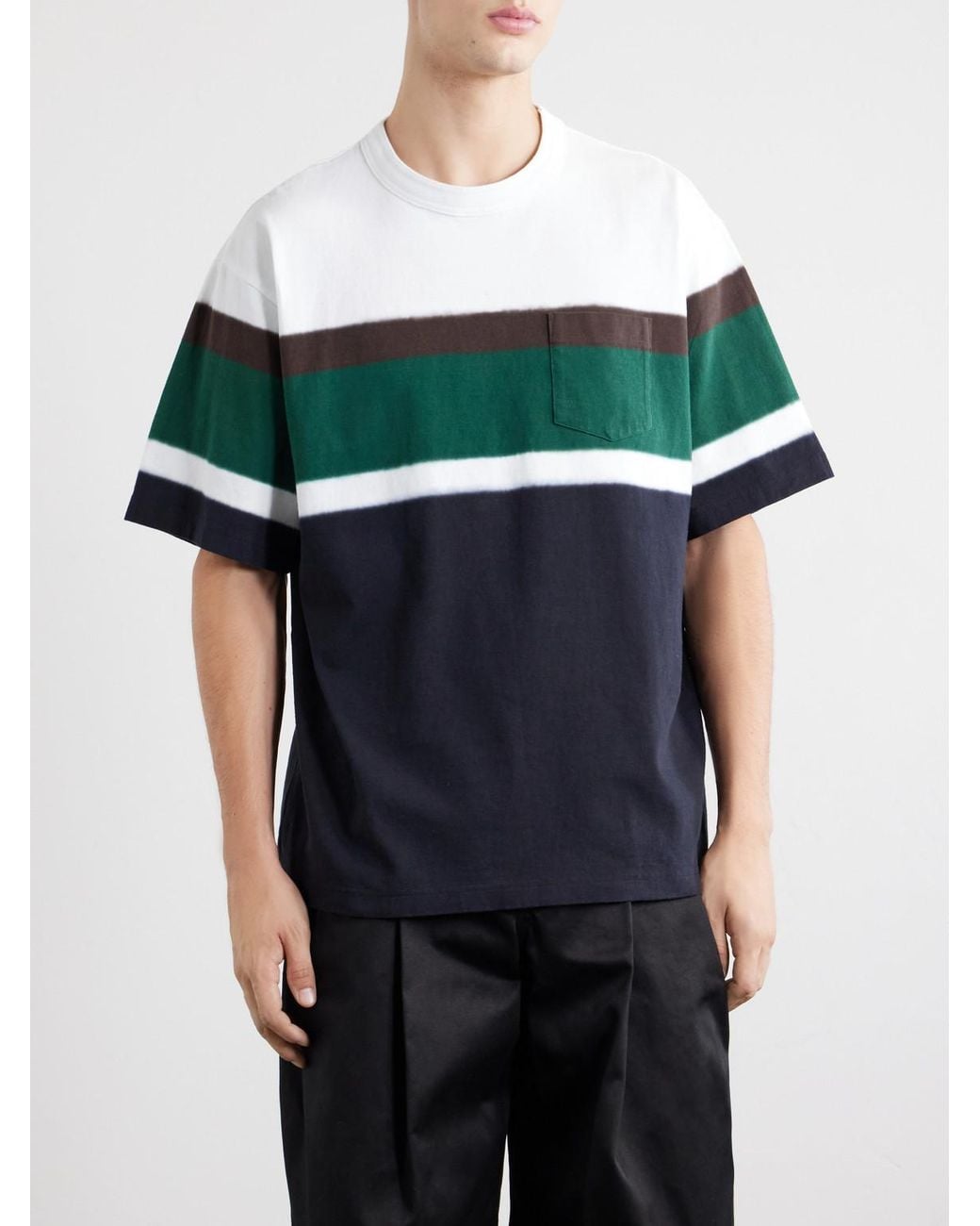 Sacai Black Chusen-Dyed Cotton-Jersey T-Shirt for men