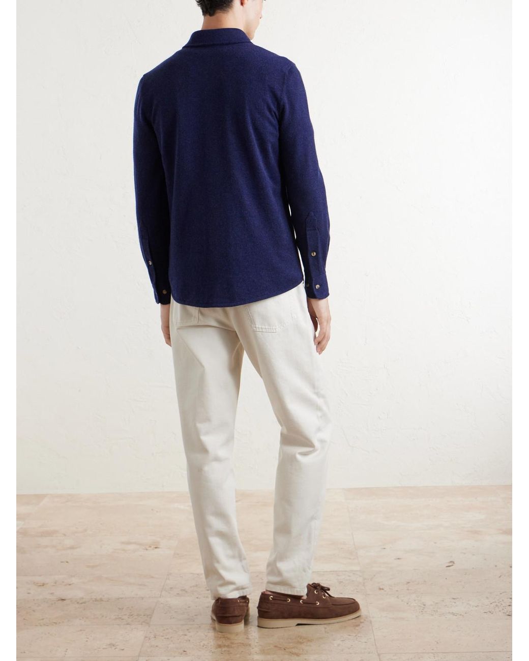 Brunello Cucinelli Blue Cashmere Shirt for men