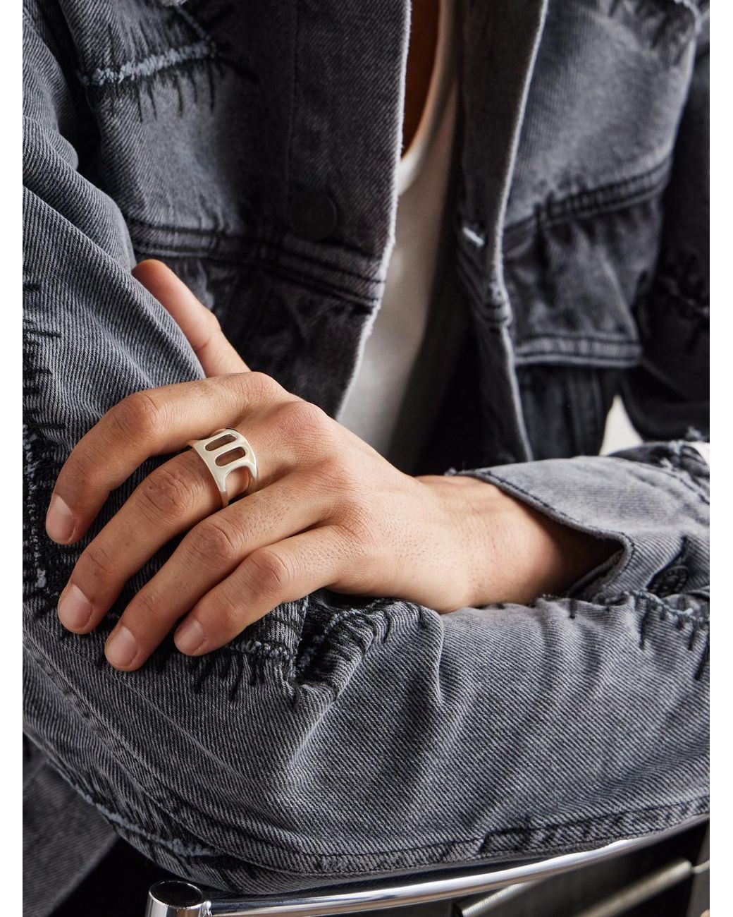Hoorsenbuhs Black Phantom Iii Sterling Silver Ring for men