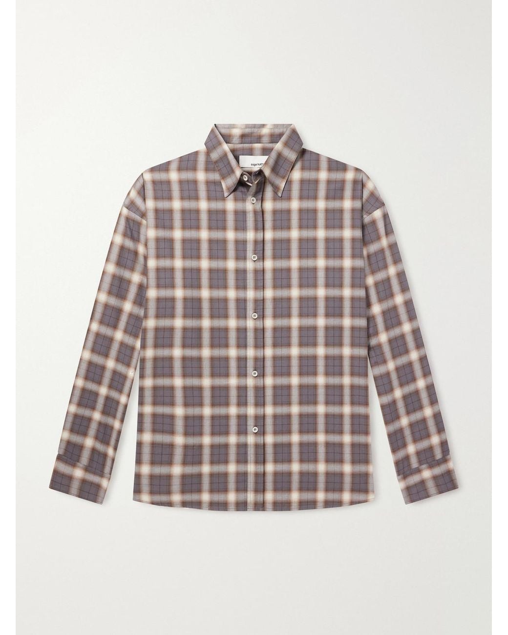 SAGE NATION White Chisholm Checked Flannel Shirt for men