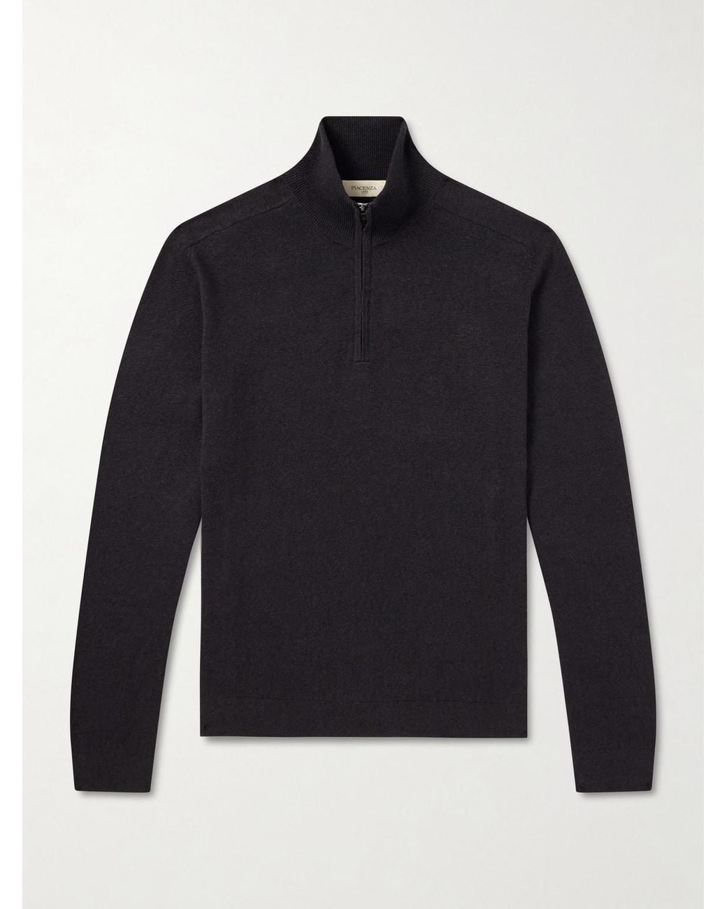 Piacenza 1733 Blue Lupetto Cashmere And Linen-blend Half-zipped Sweater for men