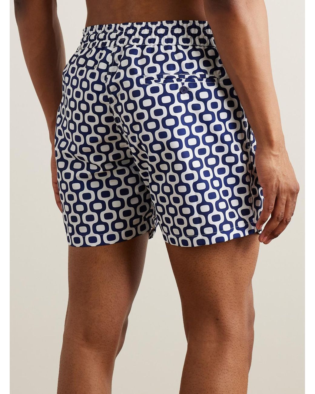 Frescobol Carioca Blue Slim-Fit Short-Length Printed Recycled Swimshorts for men