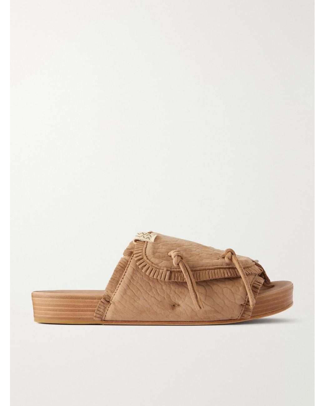 Visvim Brown Christo Shaman Folk Suede Slides for men