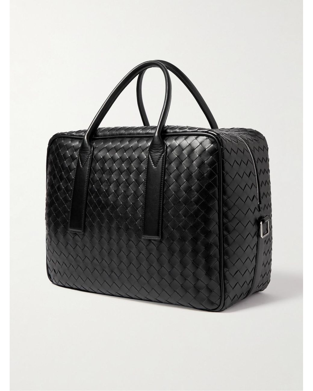 Bottega Veneta Black Intrecciato Leather Briefcase for men